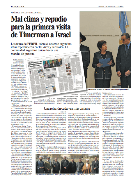 Mal clima y repudio para la primera visita de Timerman a Israel